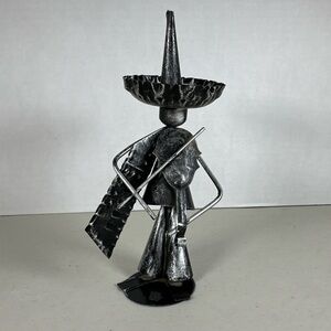 Vintage Metal MARIACHI Band Figurine Rustic Hand Crafted Tin Hong Kong